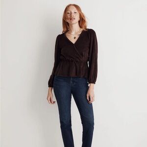 Madewell Corduroy Tie-Front Faux-Wrap Top